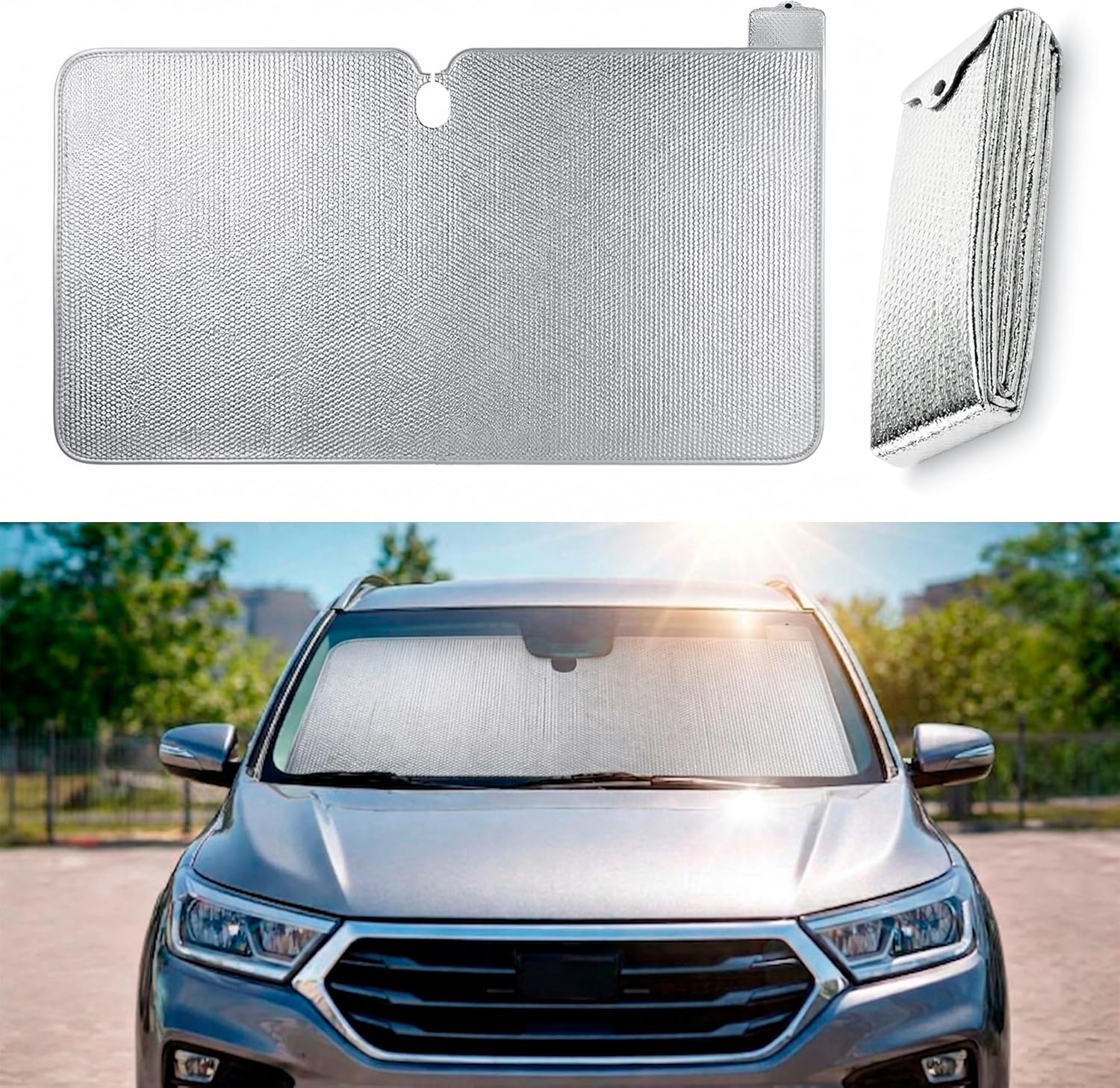 Universal Folding Front Car Sunshade, 130 x 80 cm, UV Protection