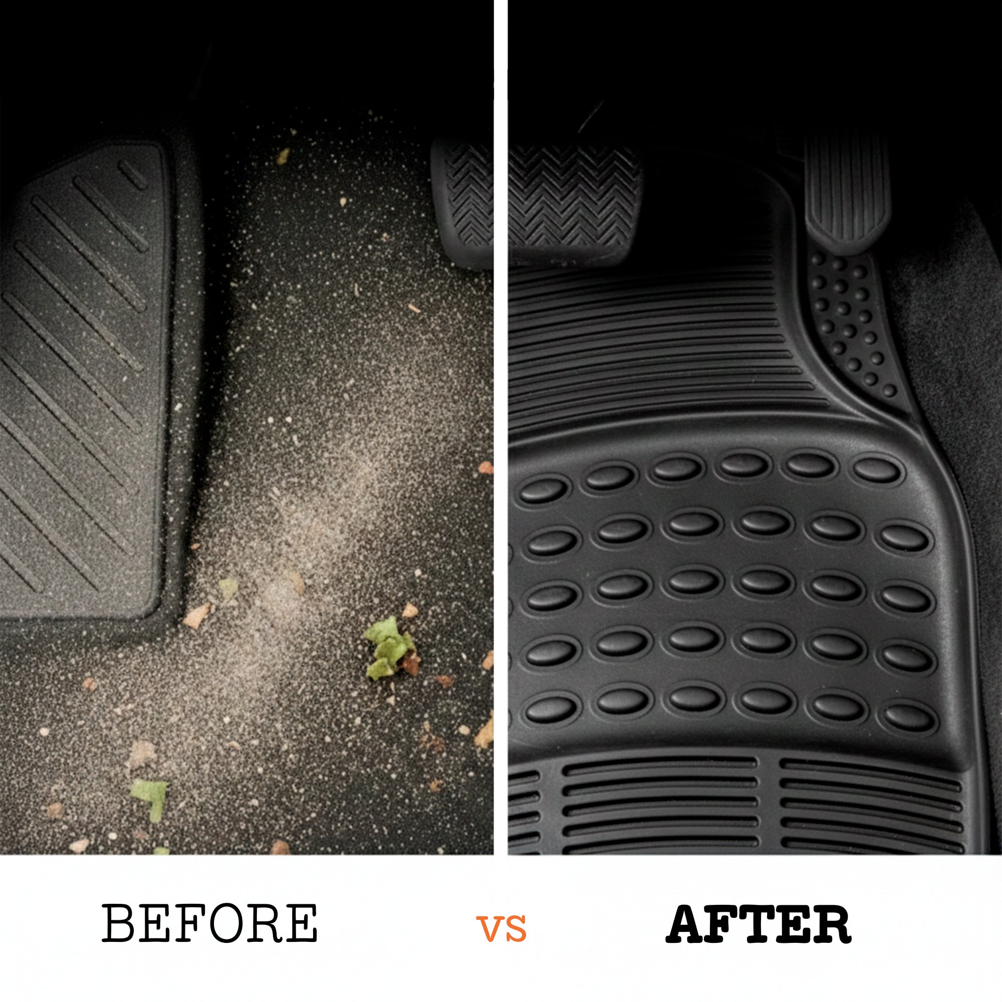 Universal Car Mats Pack of 5 Interior Mats (2 Front + 2 Rear + Trunk Mat), Flexible PVC Rubber Car Mats, Waterproof, Non-Slip, Can Be Cut to Size for a Better Fit